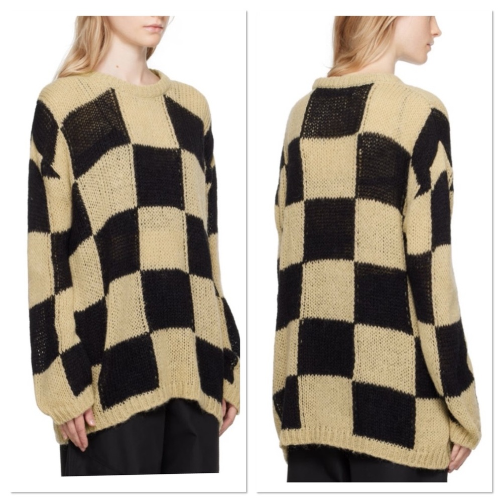 The Open Project Wool Blend Checker Sweater Beige and Black Sz 1 (S) Oversized
